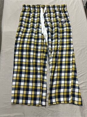 NHL Sabres Men's Plaid Lounge Pants in Yellow, Navy & White Size Large